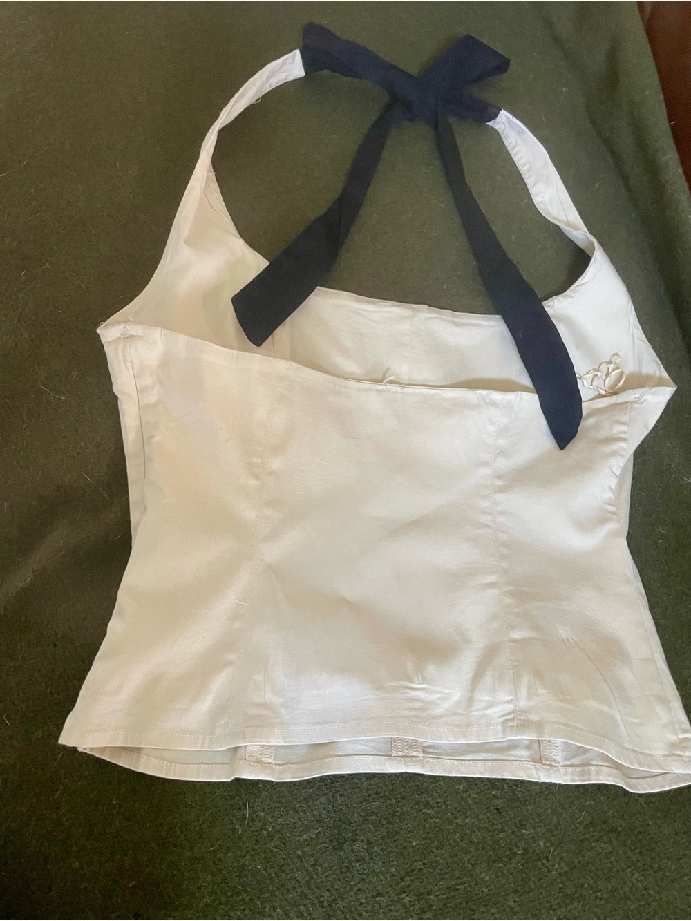 Free People Cream Halter Top with Black Tie- Large - Picture 3 of 7